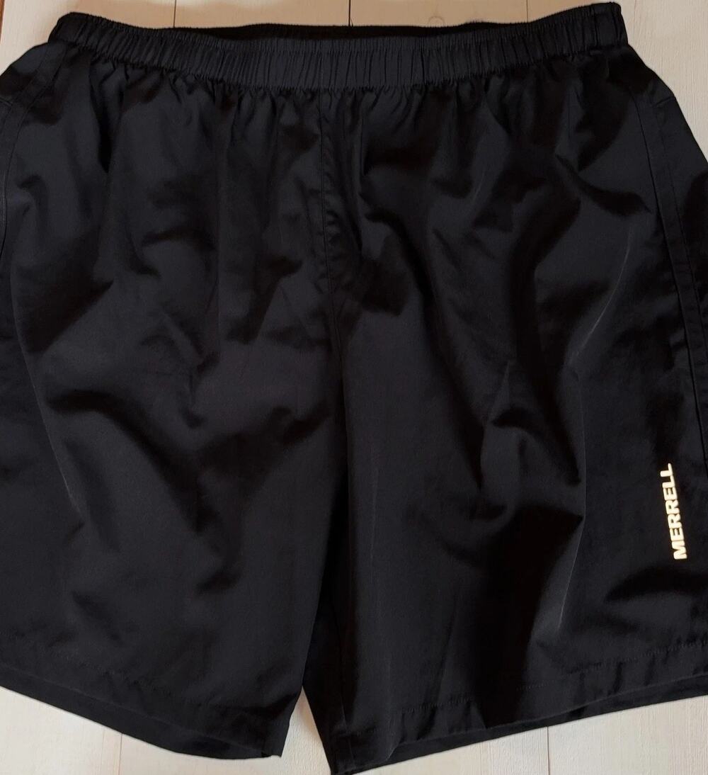 Merrell Shorts Mens XL Black Lined 8" Inseam Hiking Running Quick Dry Athletic